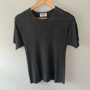 Kasper and Company A.S.L. Vintage Retro 90s Sparkly Grey Silver Ribbed Blouse